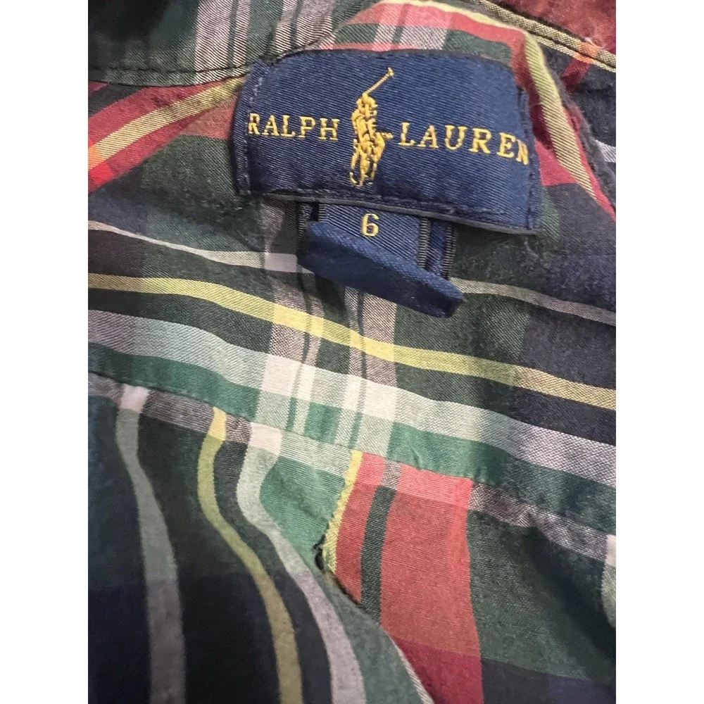 Boys Ralph Lauren Plaid long‎ sleeve size 6